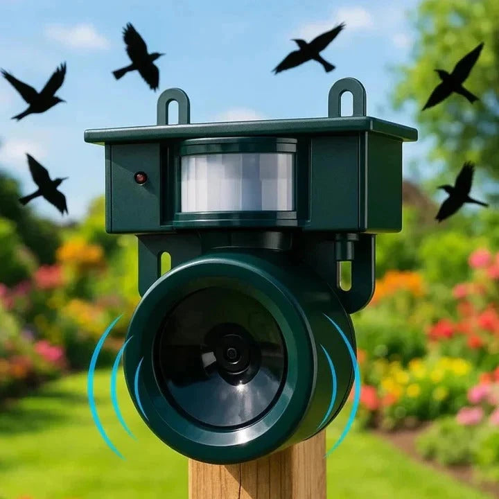 Motion Sensor Bird Repellent with Adjustable Sensitivity and Sound, Weatherproof Zanny Home
