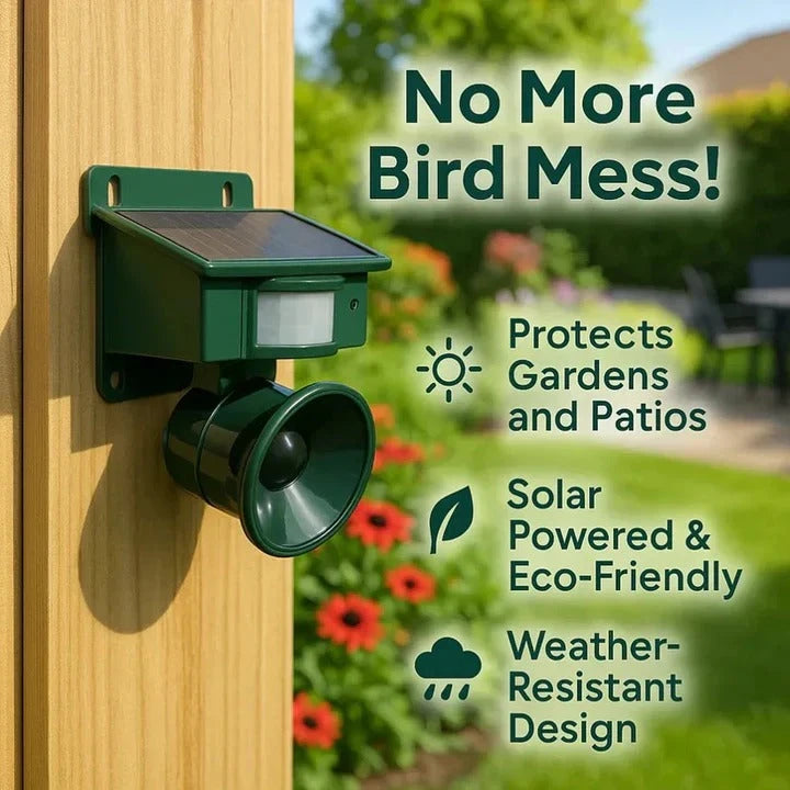 Motion Sensor Bird Repellent with Adjustable Sensitivity and Sound, Weatherproof Zanny Home