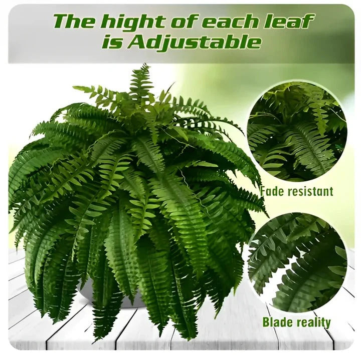 Artificial Boston Fern with UV-Stable Fronds and Flexible Shape, Indoor or Covered Outdoor Zanny Home