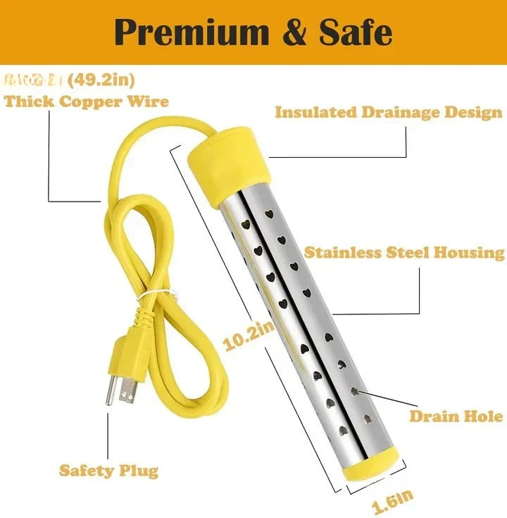 Electric Immersion Heater with Fast Heat and Insulated Handle, Compact Travel Design Zanny Home