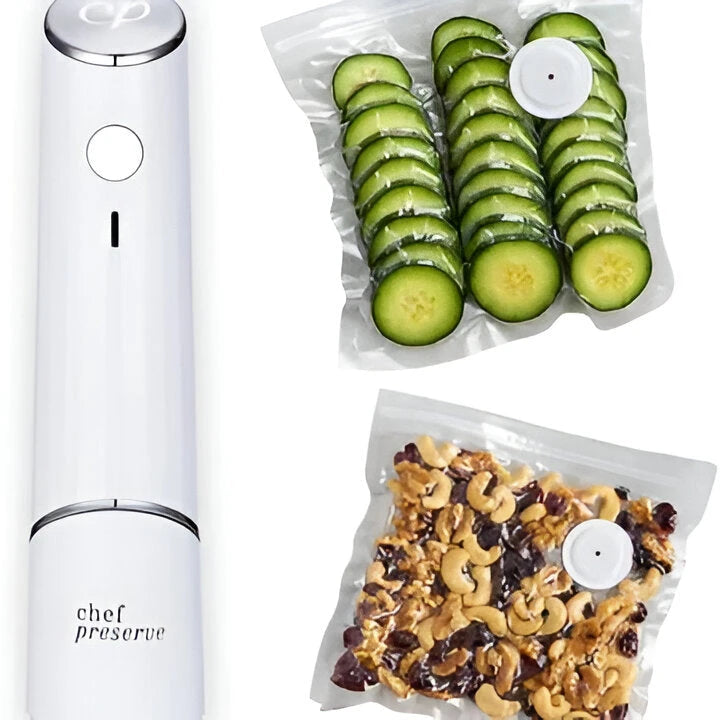 Portable Vacuum Sealer with Rechargeable Battery and Reusable Bags, One-Touch Auto Shutoff Zanny Home