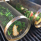 Grill Basket with 360 Degree Rotation and Locking Movable Door, Stainless Steel Zanny Home