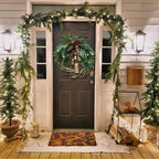 Christmas Wreath with Handcrafted Vine Base and Dried Florals, 17-Inch Weather-Resistant Zanny Home