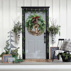 Christmas Wreath with Handcrafted Vine Base and Dried Florals, 17-Inch Weather-Resistant Zanny Home