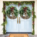 Christmas Wreath with Handcrafted Vine Base and Dried Florals, 17-Inch Weather-Resistant Zanny Home