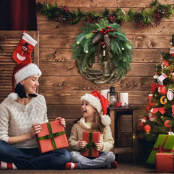 Christmas Wreath with Handcrafted Vine Base and Dried Florals, 17-Inch Weather-Resistant Zanny Home