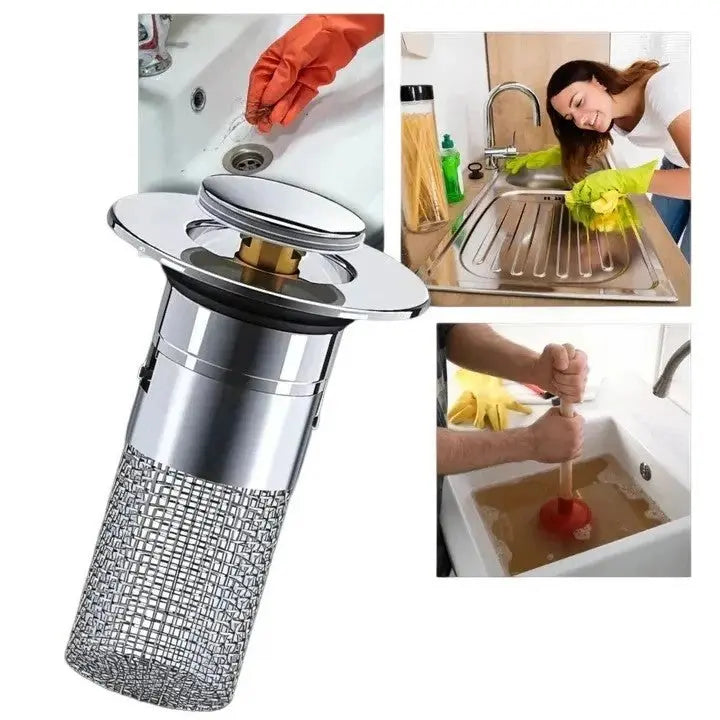 Pop-Up Sink Stopper with Airtight Seal and Removable Strainer for 34–40 mm Drains Zanny Home