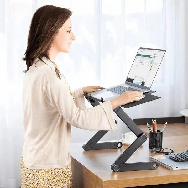Adjustable Laptop Stand with Ventilated Alloy Platform and Detachable Mouse Pad, for 7-21in Zanny Home