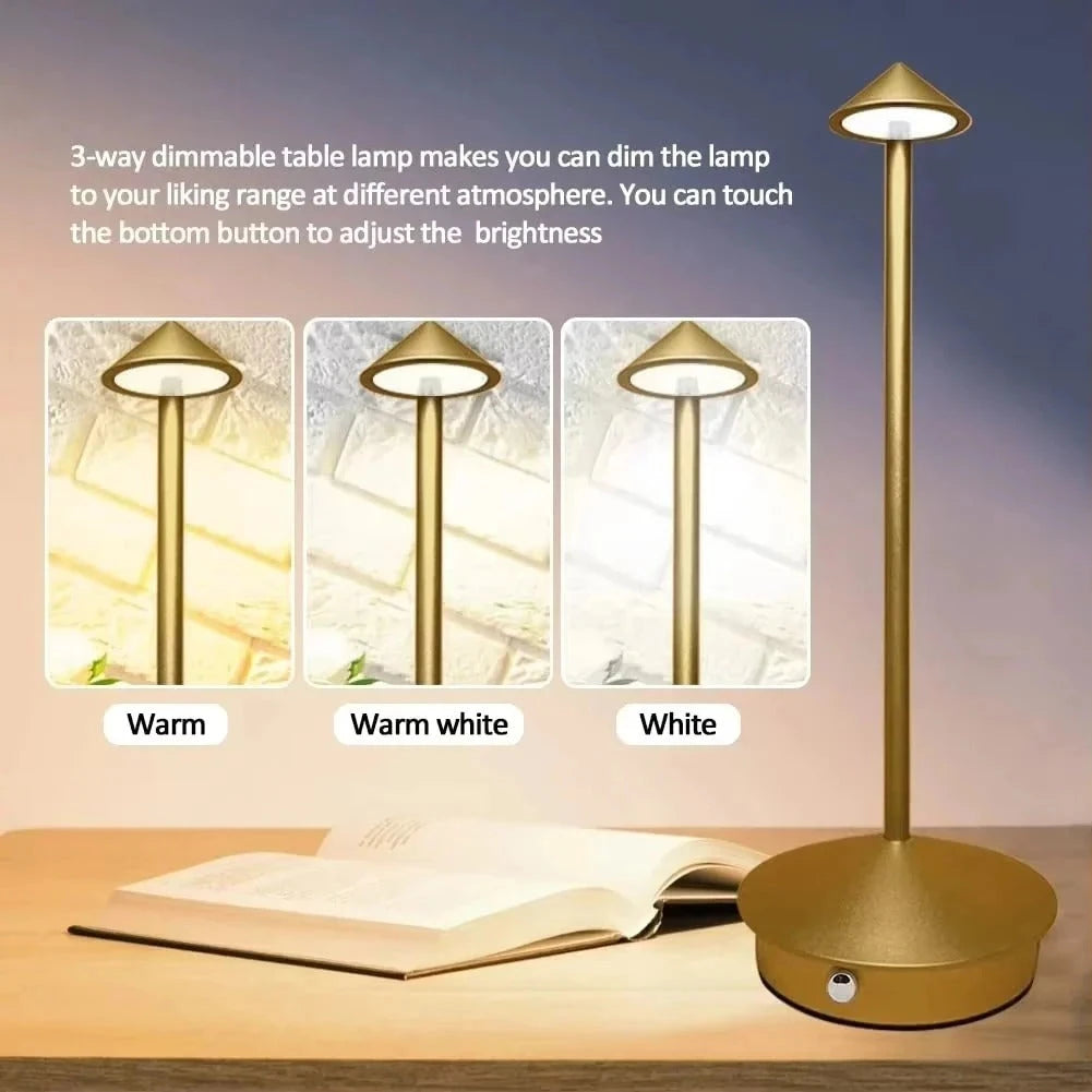 Rechargeable LED Desk Lamp with Touch Control and 3 Color Temperatures, Portable Zanny Home