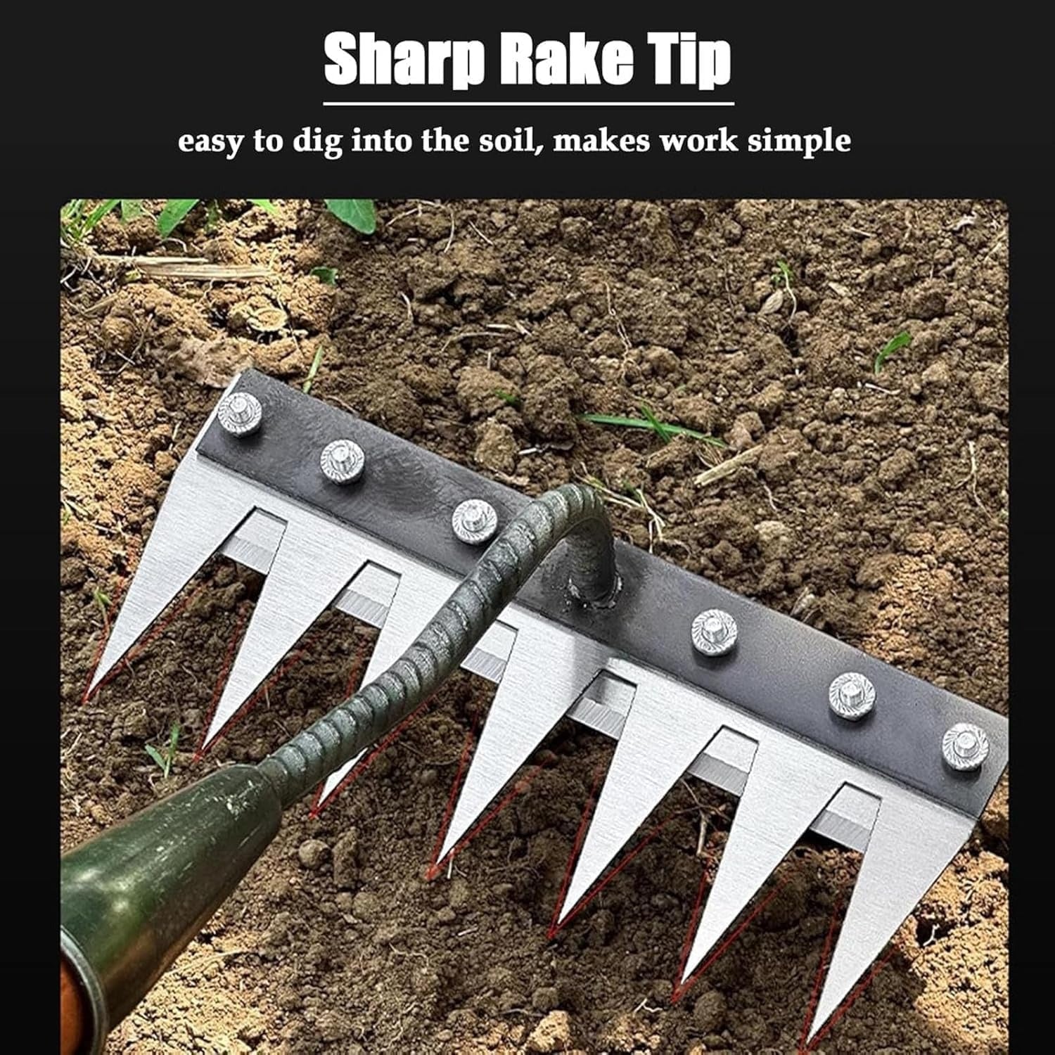 Handheld Weeding Rake with Carbon Steel Tines and Comfort Grip, Attaches to Handle Zanny Home