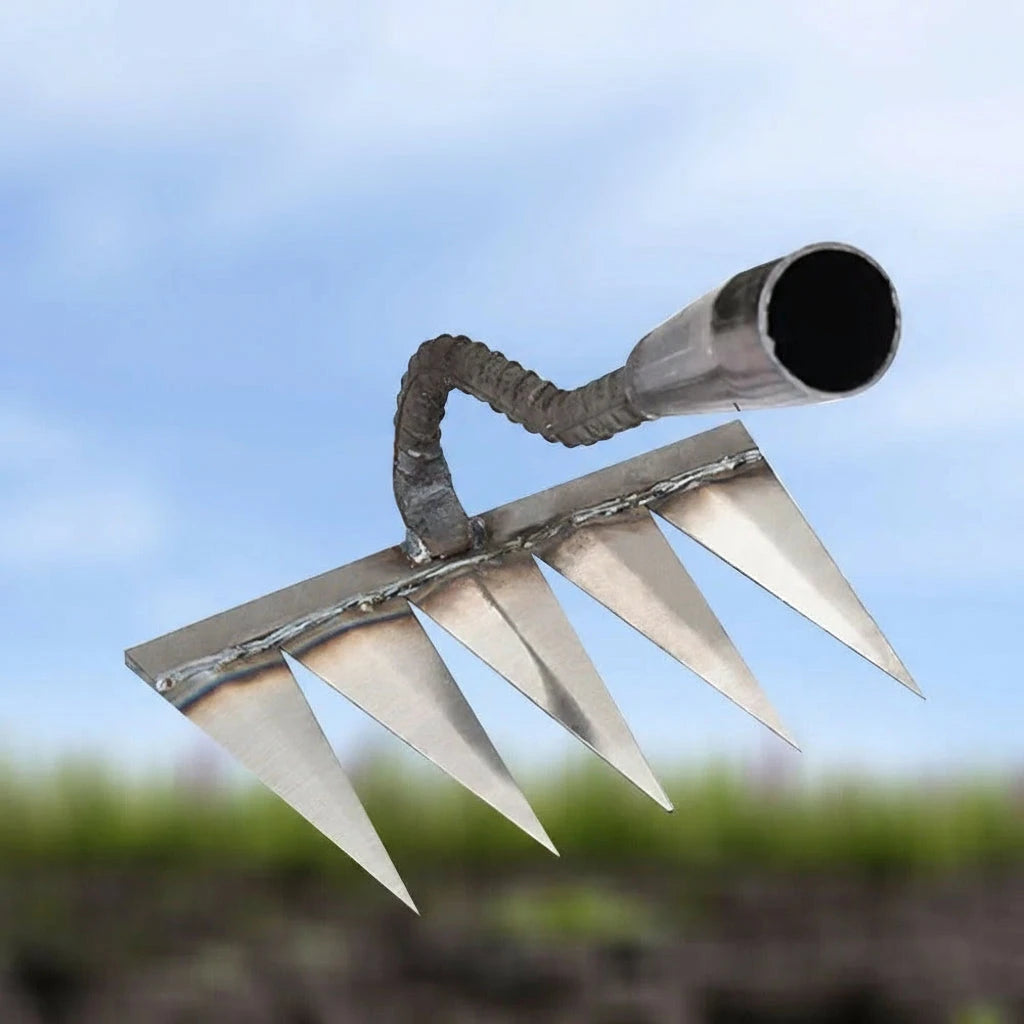 Handheld Weeding Rake with Carbon Steel Tines and Comfort Grip, Attaches to Handle Zanny Home