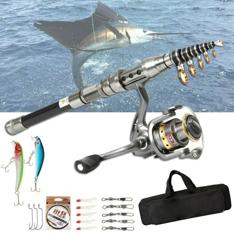 Telescopic Fishing Rod with Carbon Fiber Blank and Spinning Reel, 1.8m Travel Kit Zanny Home