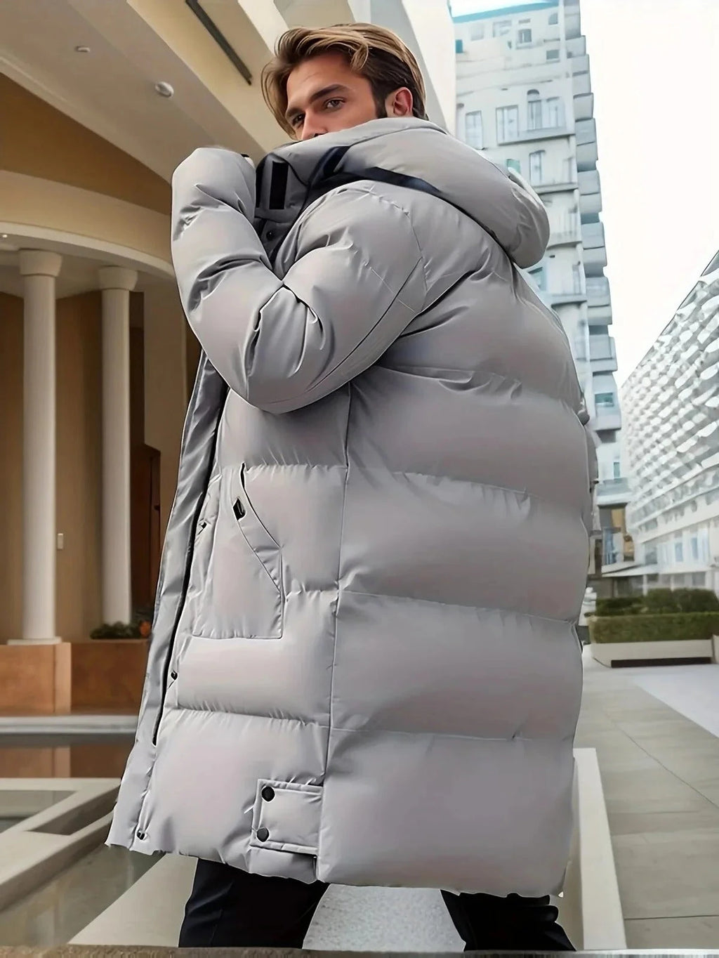 Men's Winter Jacket with Water-Repellent Shell and High-Loft Insulation, Adjustable Hood Zanny Home