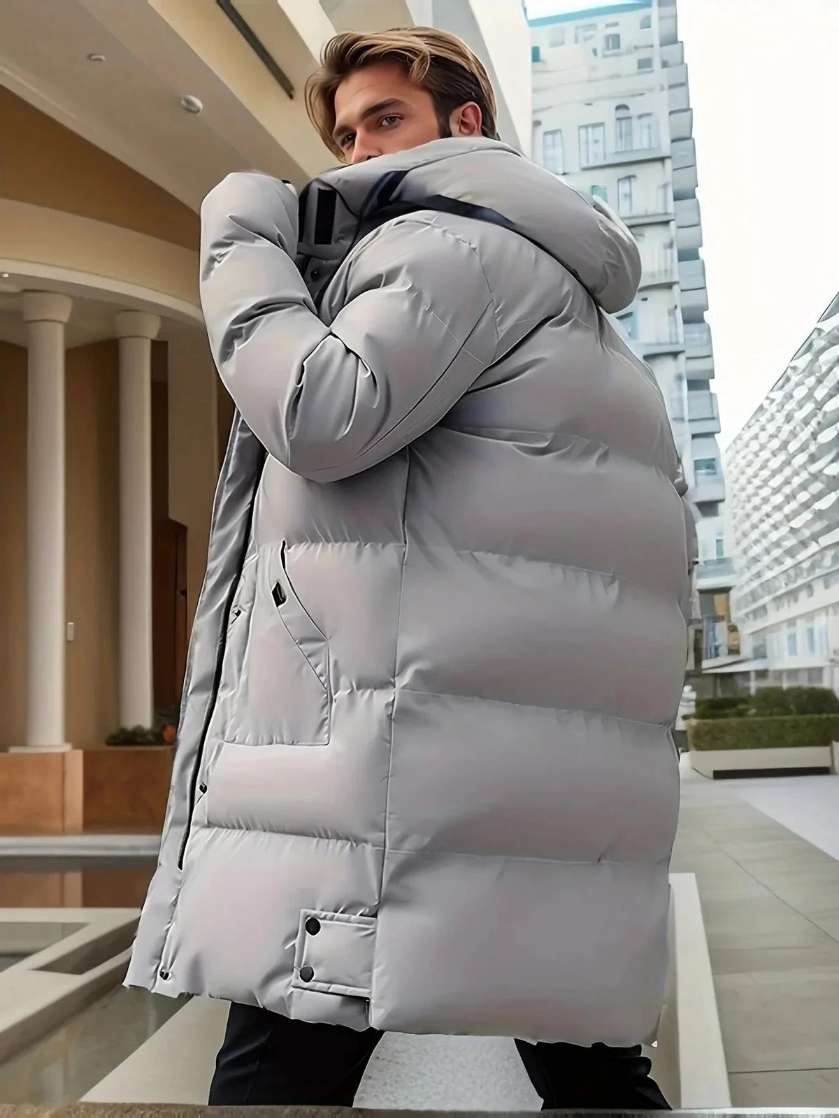 Men's Winter Jacket with Water-Repellent Shell and High-Loft Insulation, Adjustable Hood Zanny Home