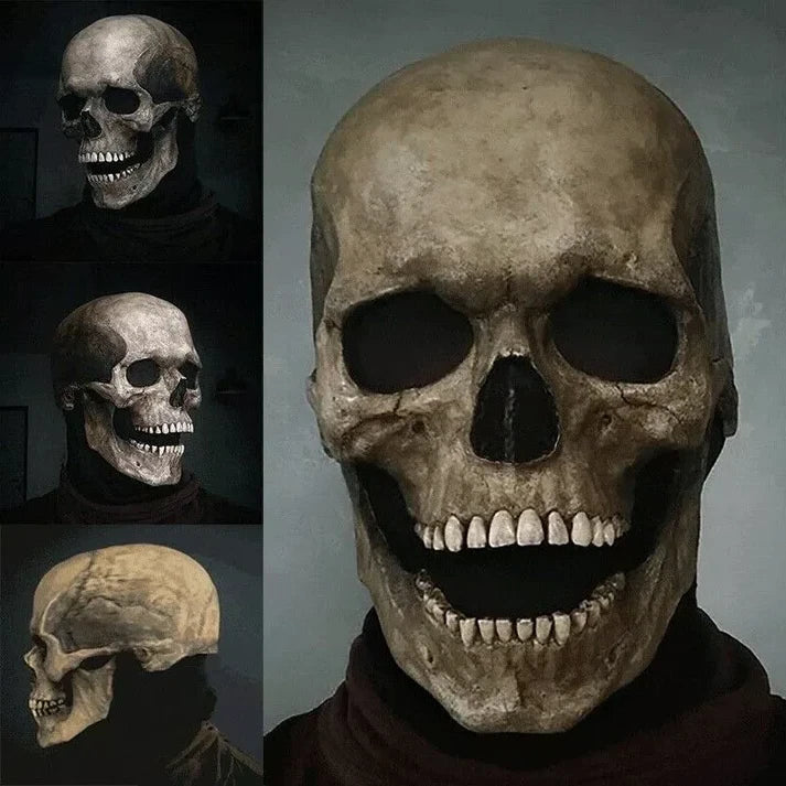 Realistic Skull Mask with Movable Jaw and Full Head Latex Fit, Lifelike Detail Zanny Home