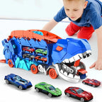 Dinosaur Truck Playset with Two Race Tracks and Storage, Includes 3 Cars Ages 3+ Zanny Home