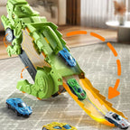 Dinosaur Truck Playset with Two Race Tracks and Storage, Includes 3 Cars Ages 3+ Zanny Home