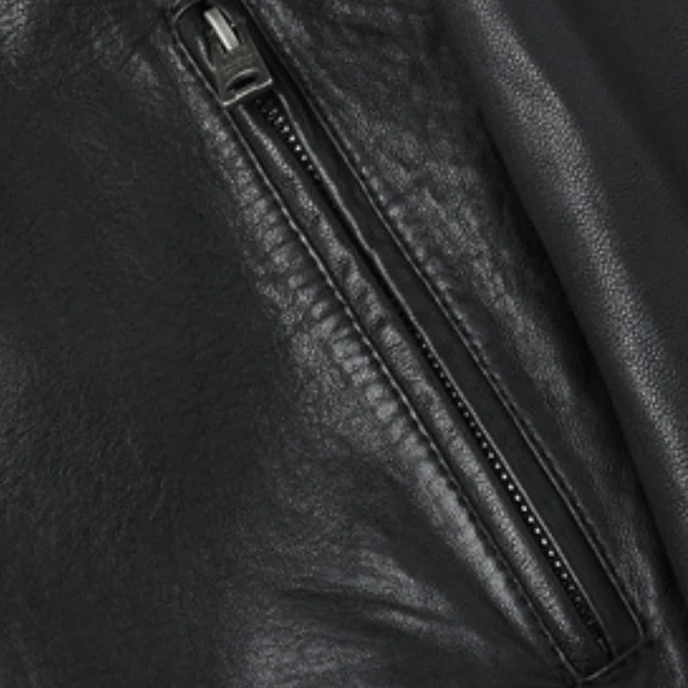 Men's Faux Leather Jacket with Front Zipper and Soft Lining, Classic Cut Zanny Home