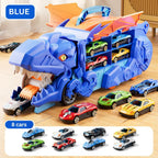 Dinosaur Truck Playset with Two Race Tracks and Storage, Includes 3 Cars Ages 3+ Zanny Home