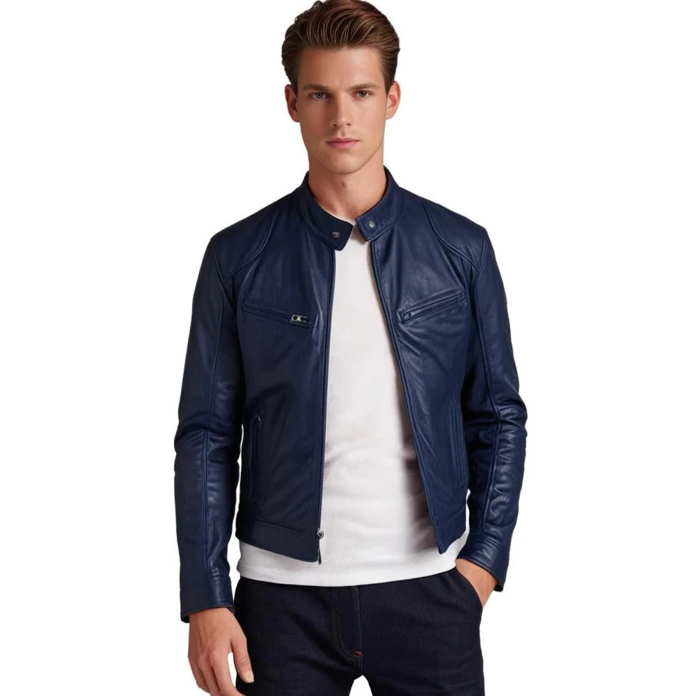 Men's Faux Leather Jacket with Front Zipper and Soft Lining, Classic Cut Zanny Home