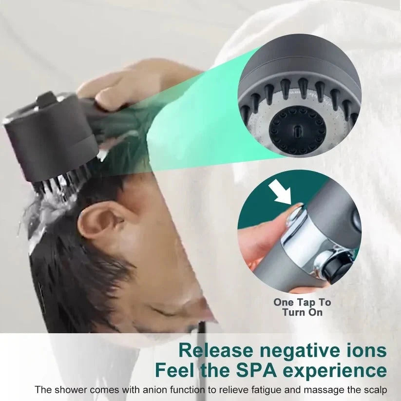 Water-Saving Shower Head with Microhole Pressure Boost and 9-Layer Filter, Push Button Zanny Home