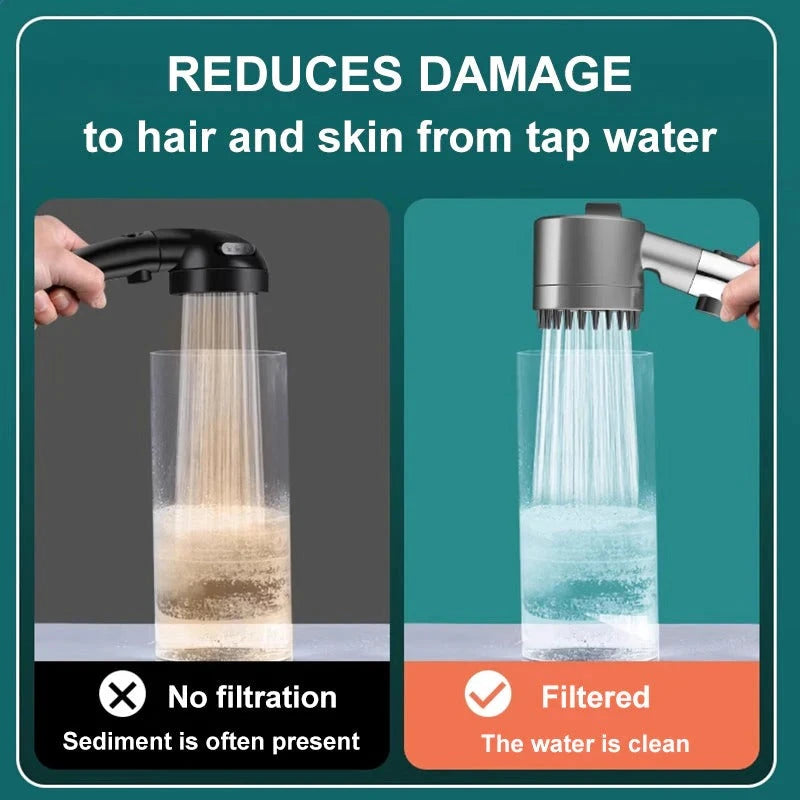 Water-Saving Shower Head with Microhole Pressure Boost and 9-Layer Filter, Push Button Zanny Home