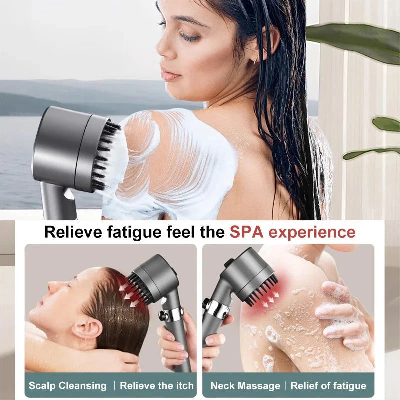 Water-Saving Shower Head with Microhole Pressure Boost and 9-Layer Filter, Push Button Zanny Home