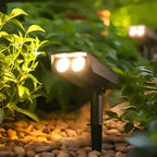 Solar Spotlight with Adjustable Zoom Lens and RGB Plus Warm White LEDs, Weatherproof Zanny Home