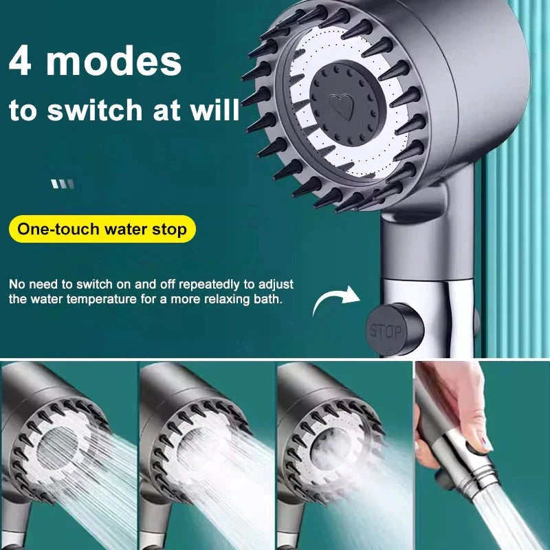 Water-Saving Shower Head with Microhole Pressure Boost and 9-Layer Filter, Push Button Zanny Home