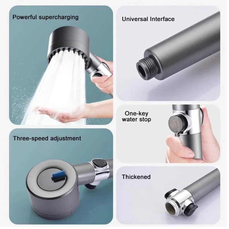 Water-Saving Shower Head with Microhole Pressure Boost and 9-Layer Filter, Push Button Zanny Home