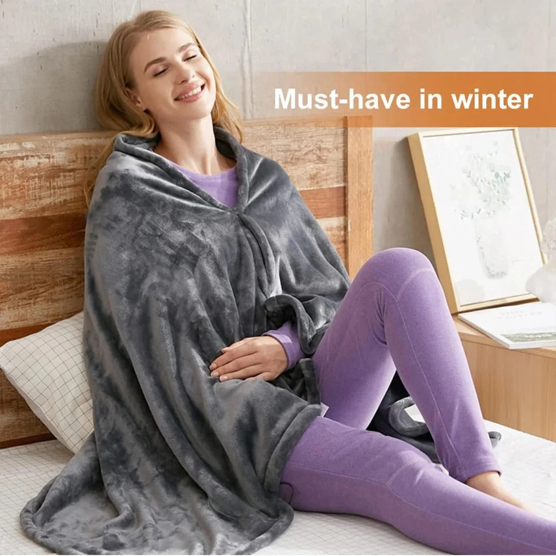 Heated Shawl with USB Power and 3 Heat Levels, Plush Removable Cover Zanny Home