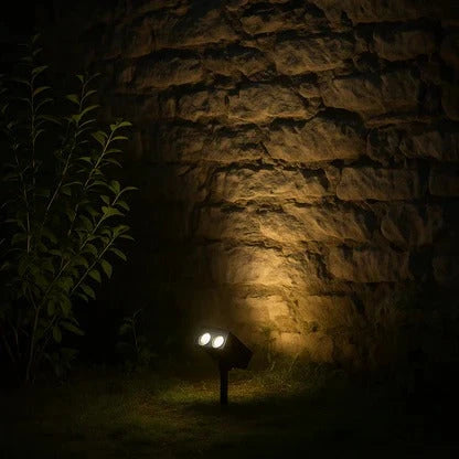 Solar Spotlight with Adjustable Zoom Lens and RGB Plus Warm White LEDs, Weatherproof Zanny Home