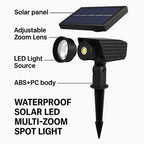 Solar Spotlight with Adjustable Zoom Lens and RGB Plus Warm White LEDs, Weatherproof Zanny Home