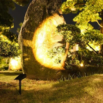 Solar Spotlight with Adjustable Zoom Lens and RGB Plus Warm White LEDs, Weatherproof Zanny Home