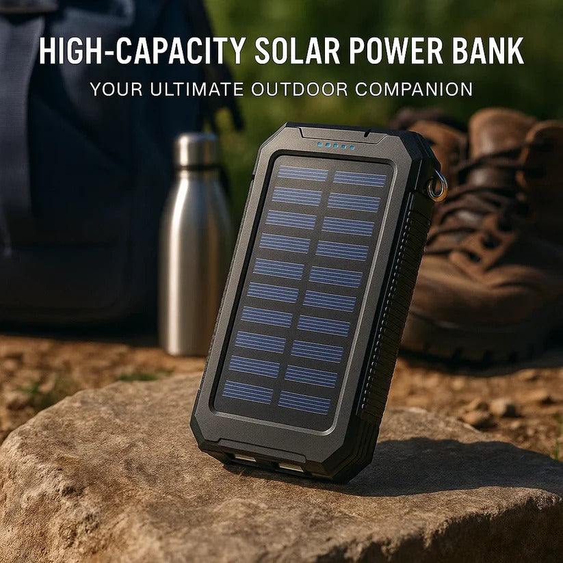 Solar Power Bank with 500,000mAh Capacity and Dual USB Outputs, Water-Resistant Zanny Home