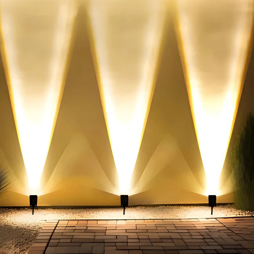 Solar Spotlight with Adjustable Zoom Lens and RGB Plus Warm White LEDs, Weatherproof Zanny Home