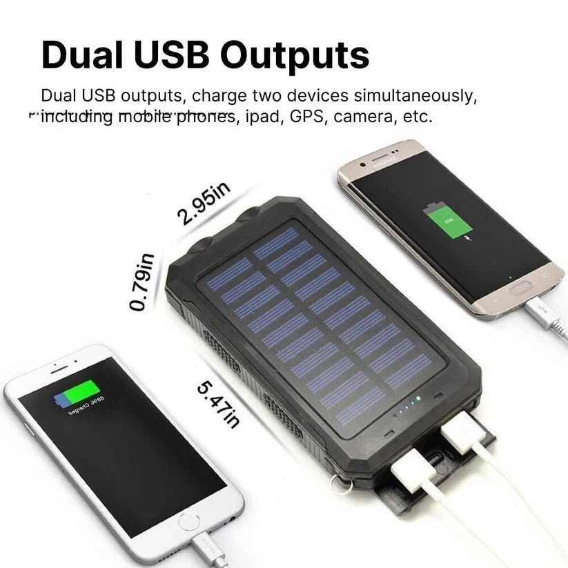 Solar Power Bank with 500,000mAh Capacity and Dual USB Outputs, Water-Resistant Zanny Home