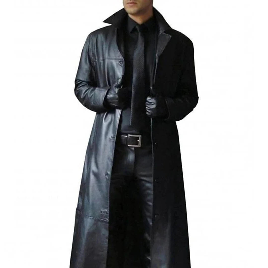 Men's Leather Coat with Quilted Insulation and Zipper Placket, Tailored Regular Fit Zanny Home