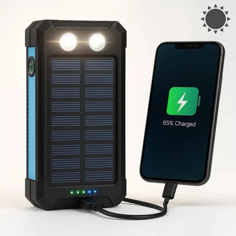 Solar Power Bank with 500,000mAh Capacity and Dual USB Outputs, Water-Resistant Zanny Home