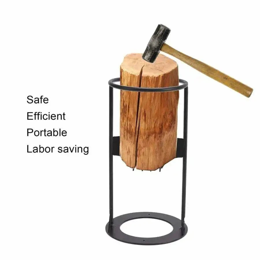 Cast Iron Splitting Wedge with Wide Base and Rounded Top Handle, Weather Resistant Finish Zanny Home