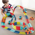 Glow In The Dark Race Track with LED Lights and Anti-Tip Car, Modular Snap-Together Set Zanny Home