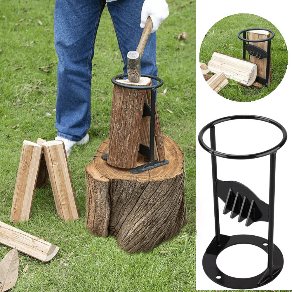 Cast Iron Splitting Wedge with Wide Base and Rounded Top Handle, Weather Resistant Finish Zanny Home