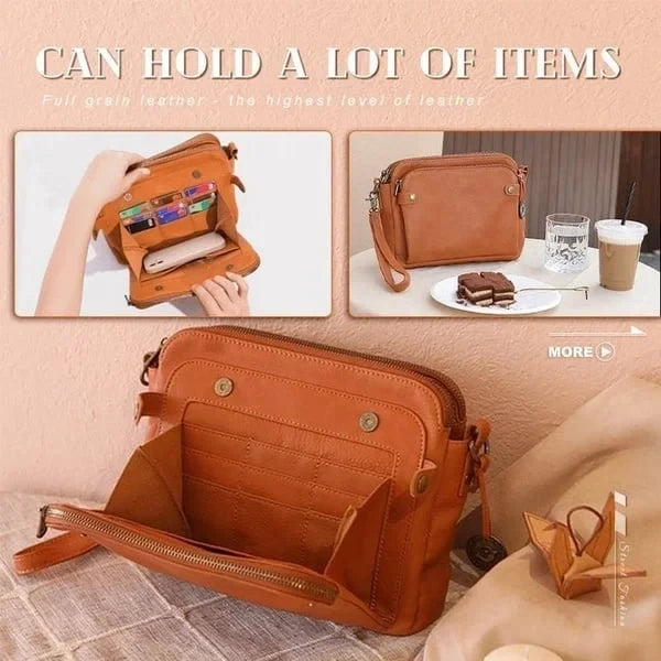 Leather Crossbody Bag with Built-In Wallet and Detachable Straps, Fits 10-Inch Tablet Zanny Home