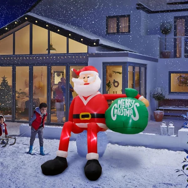 Inflatable Santa 8ft with Integrated LED Lighting and Climbing Pose, Weather-Resistant Yard Decor Zanny Home