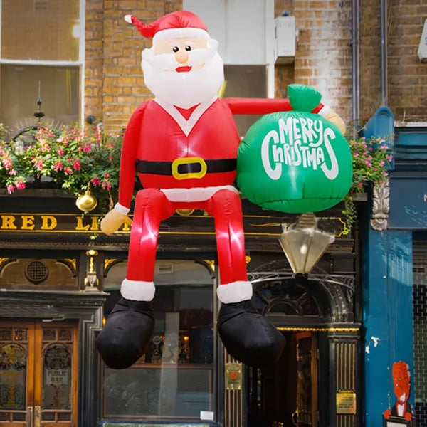 Inflatable Santa 8ft with Integrated LED Lighting and Climbing Pose, Weather-Resistant Yard Decor Zanny Home