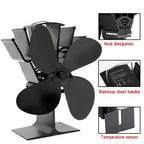 Wood Stove Fan with Heat-Powered Operation and Quiet 4-Blade Design, Anodized Aluminum Zanny Home