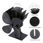 Wood Stove Fan with Heat-Powered Operation and Quiet 4-Blade Design, Anodized Aluminum Zanny Home