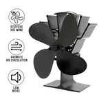 Wood Stove Fan with Heat-Powered Operation and Quiet 4-Blade Design, Anodized Aluminum Zanny Home