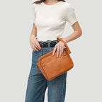 Leather Crossbody Bag with Built-In Wallet and Detachable Straps, Fits 10-Inch Tablet Zanny Home
