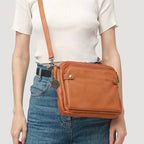Leather Crossbody Bag with Built-In Wallet and Detachable Straps, Fits 10-Inch Tablet Zanny Home